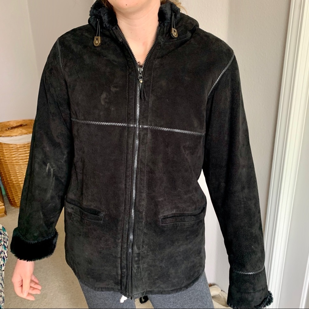 J. Percy Marvin Richards Suede/ Faux Fur Coat
